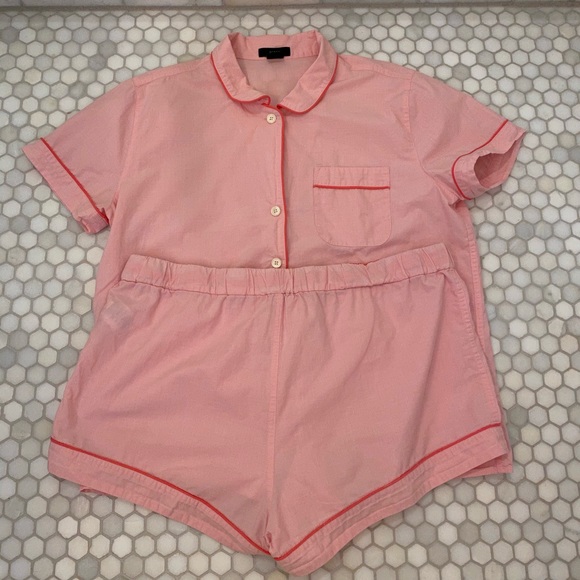 J. Crew Pink Pajama Set Shorts/Short Sleeve. Large - Picture 6 of 10